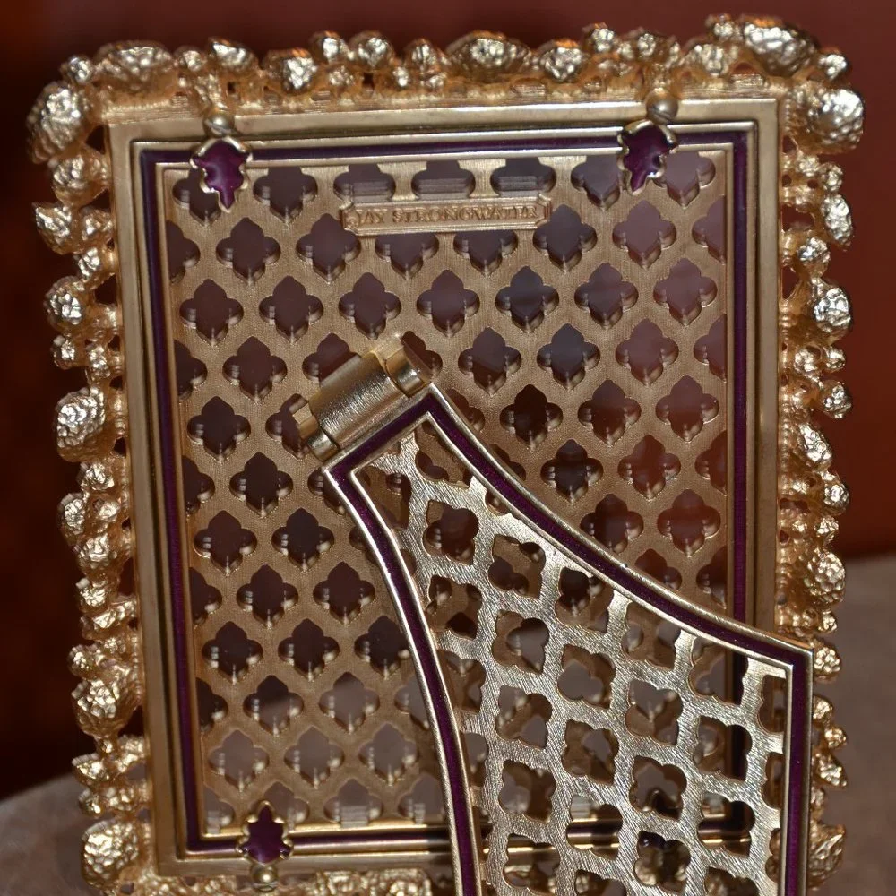 EXQUISITE RARE JAY STRONGWATER LESLIE BOUQUET FLORAL CRYSTAL EDGE ENAMEL FRAME